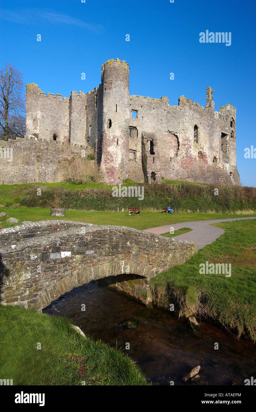 Laugharne Castello, West Wales, Regno Unito Foto Stock