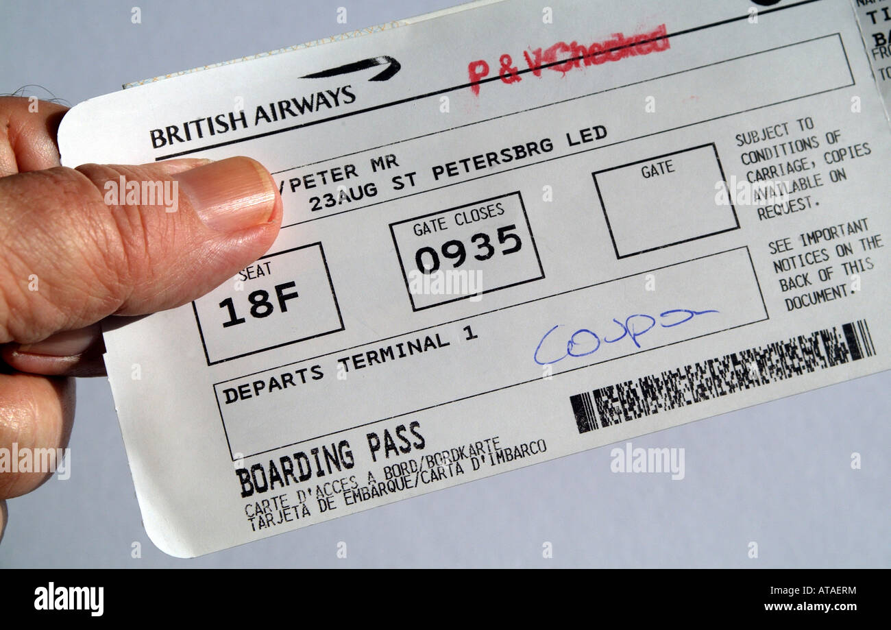 BA British Airways Passeggeri carta di imbarco Foto Stock
