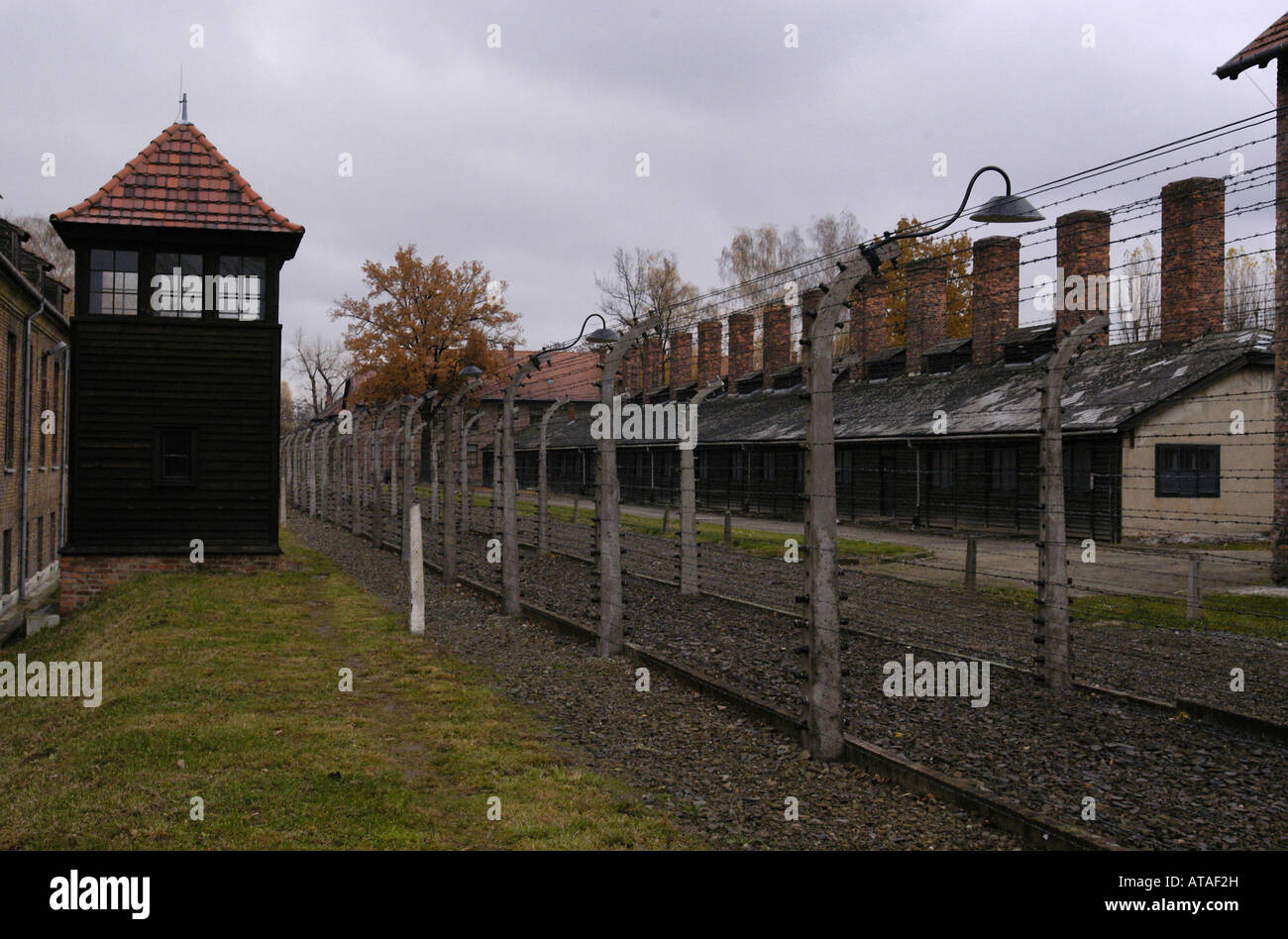 Zona della morte in Auschwitz-Birkenau ex-nazista tedesco Campo di Concentramento Foto Stock