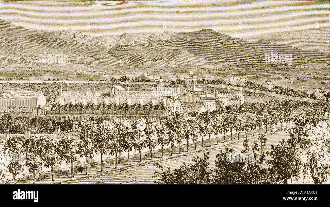 Residenza di Brigham Young, Salt Lake City, Utah nel 1870. Foto Stock
