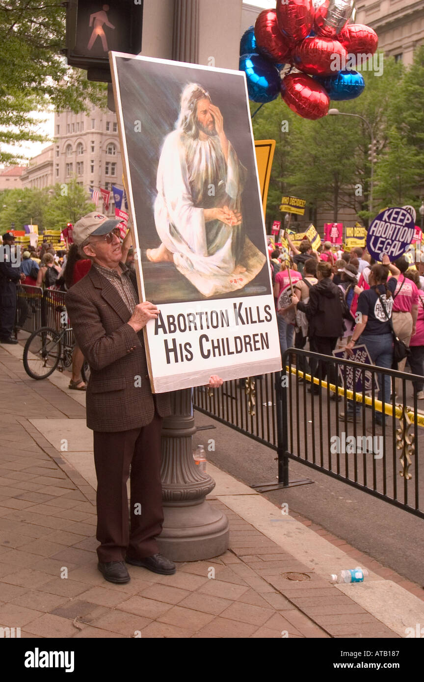 Un pro vita partigiana fondamentalista proteste a marzo per Womens vive in Washington DC Aprile 2004 Foto Stock