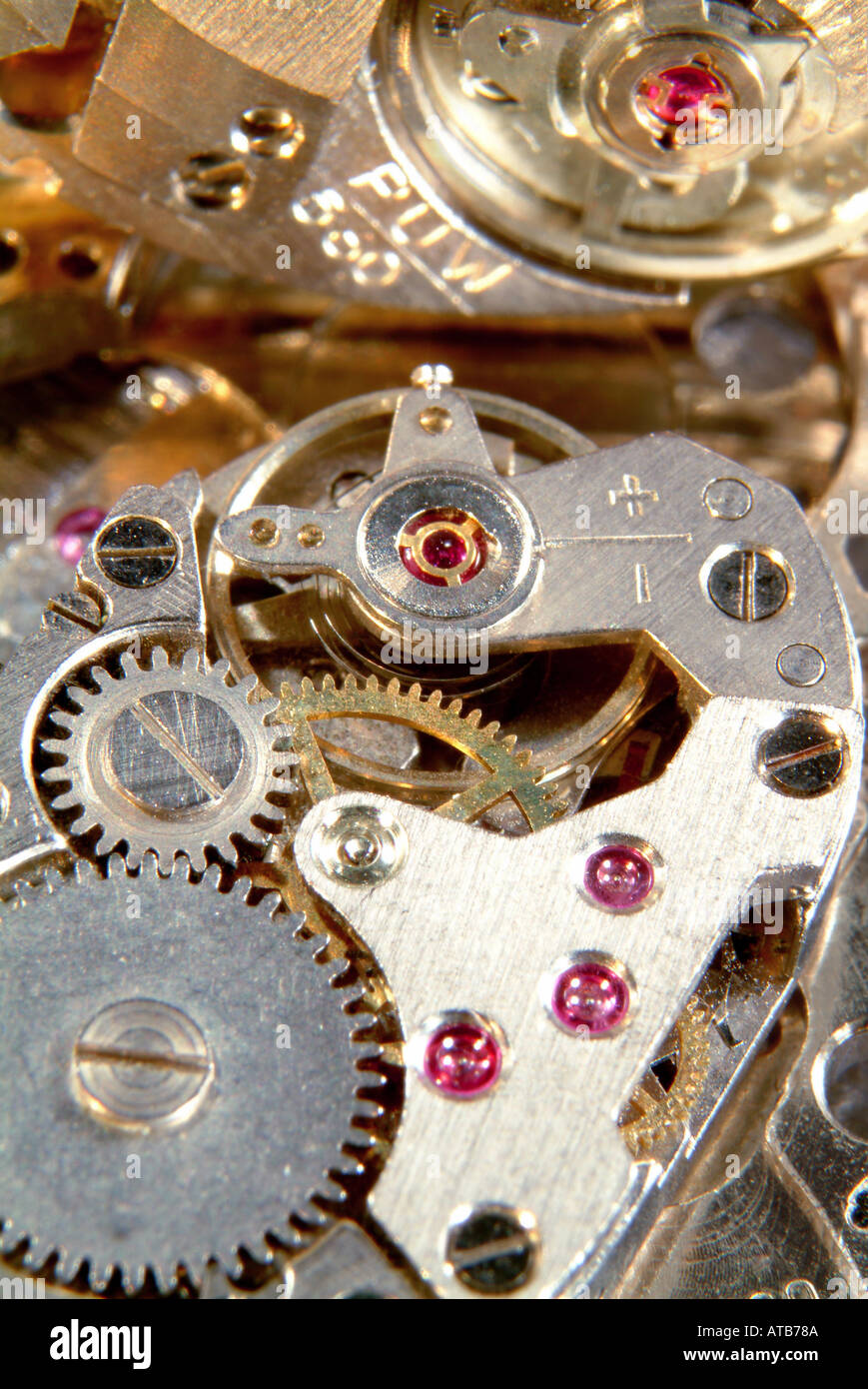 Mechanisch Uhrwerke makro Foto Stock