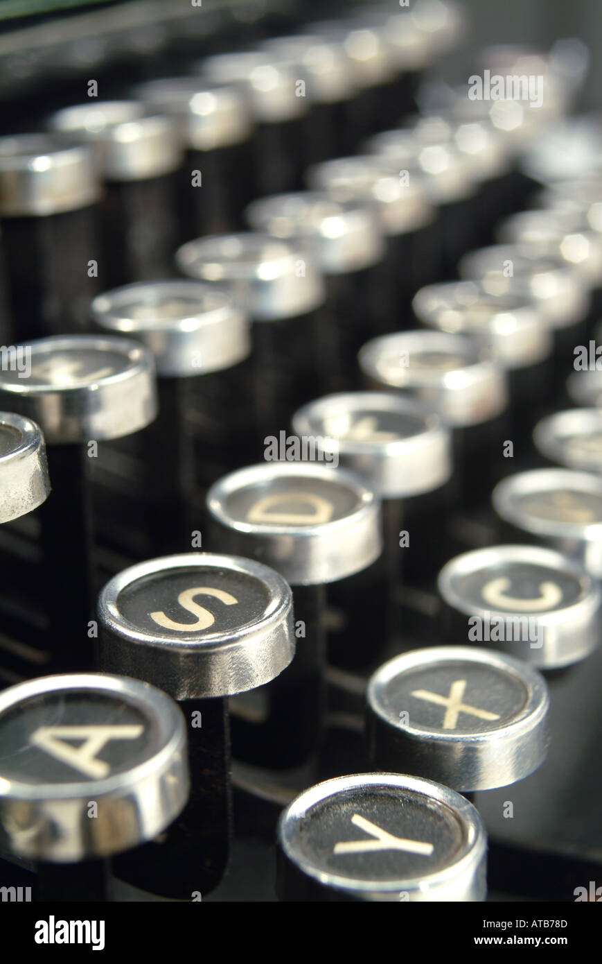 Tastatur einer alten Schreibmaschine close up Foto Stock