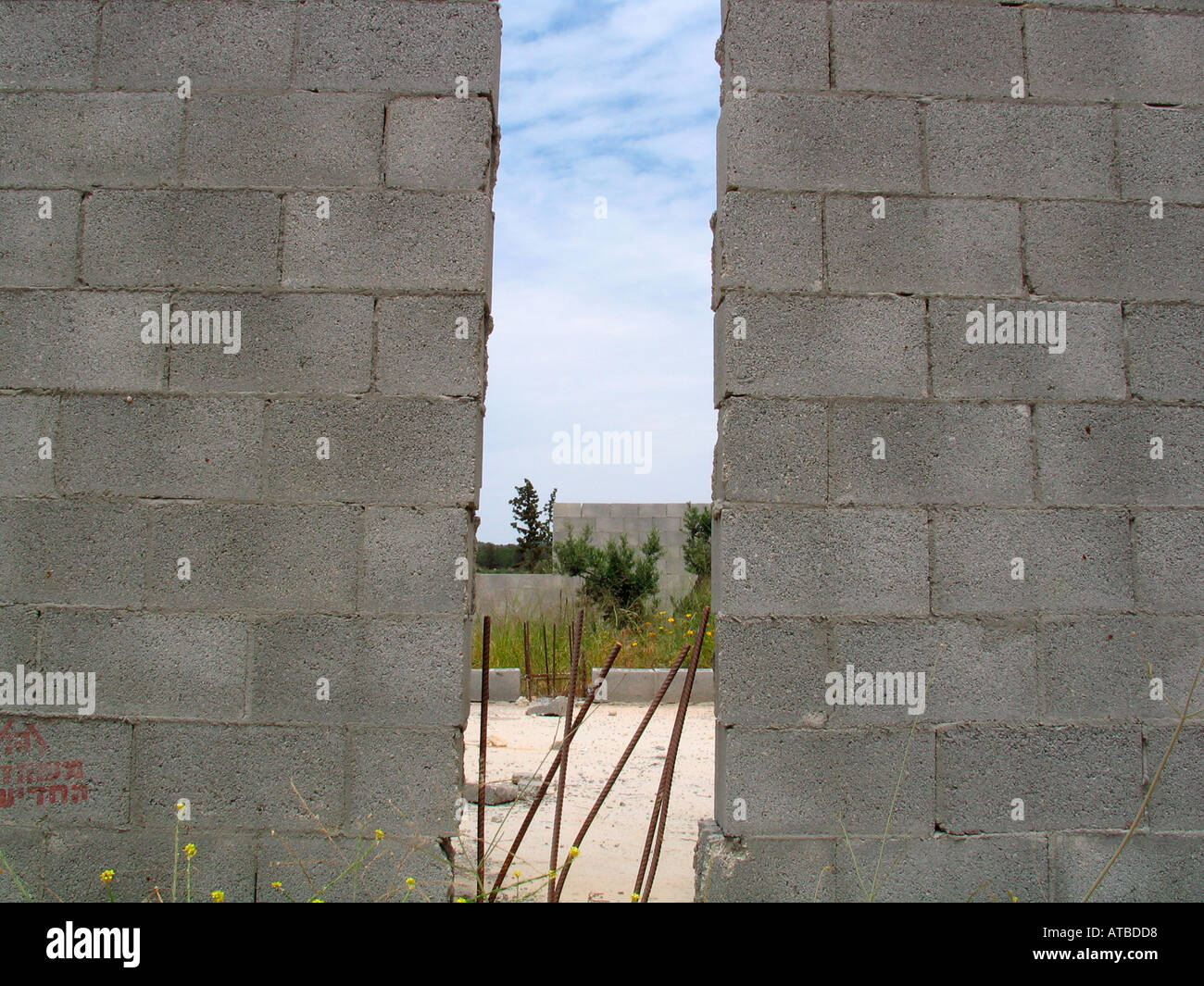 Sito in costruzione in un villaggio palestinese di Israele Foto Stock
