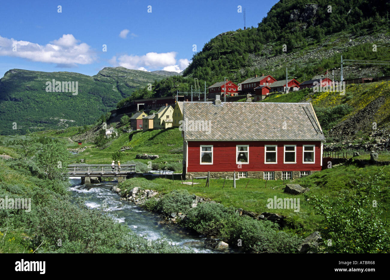 River a Myrdal in Norvegia nei pressi della stazione ferroviaria Foto Stock