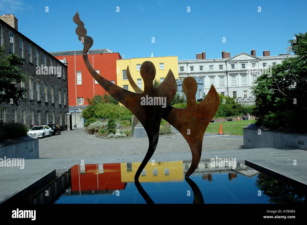 La scultura nei giardini del Castello di Dublino Irlanda Foto Stock