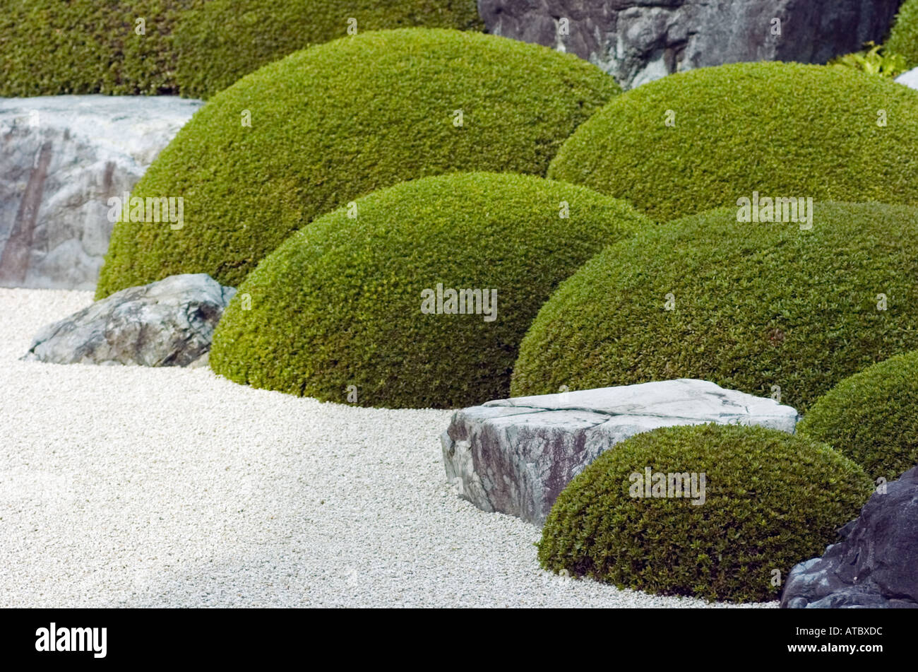 Dettaglio del paesaggio secco giardino alla Adachi Museo di Arte in Giappone Foto Stock