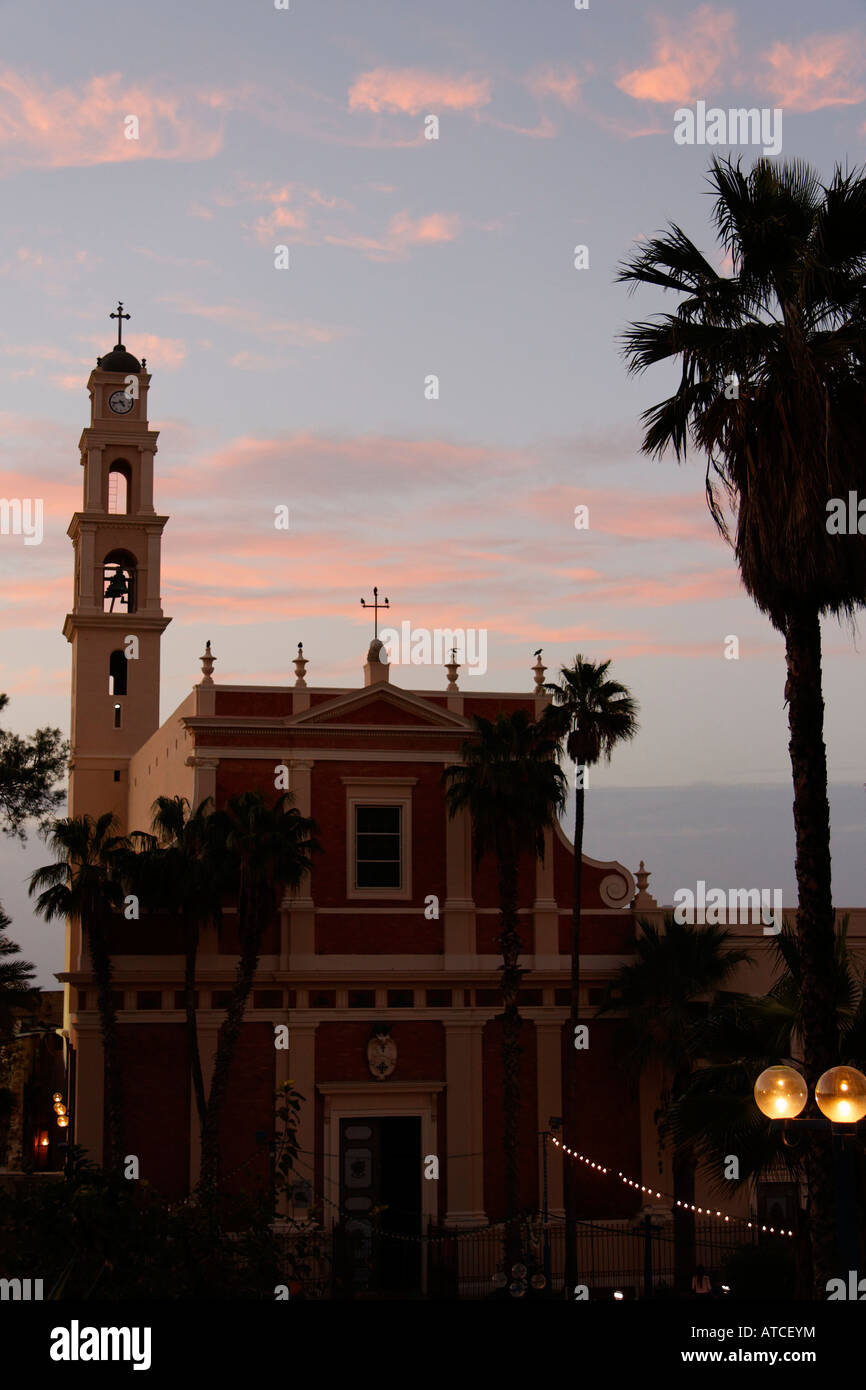 Israele Tel Aviv Yafo St Peter s chiesa in Jaffa notte Foto Stock