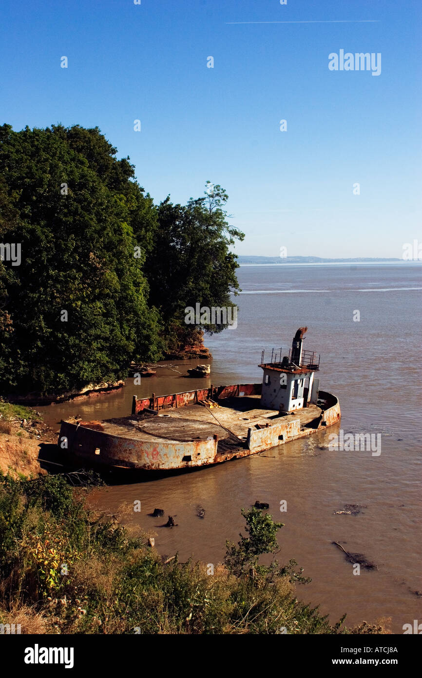 Relitto sulla banca del Severn Estuary Foto Stock