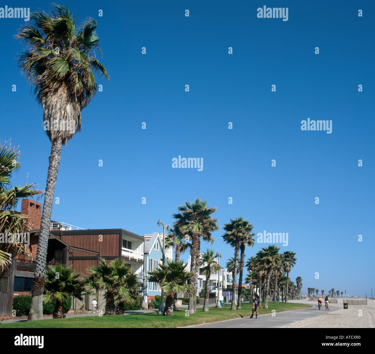 La passeggiata sul lungomare, Venice Beach e Santa Monica, Los Angeles, California, Stati Uniti d'America Foto Stock