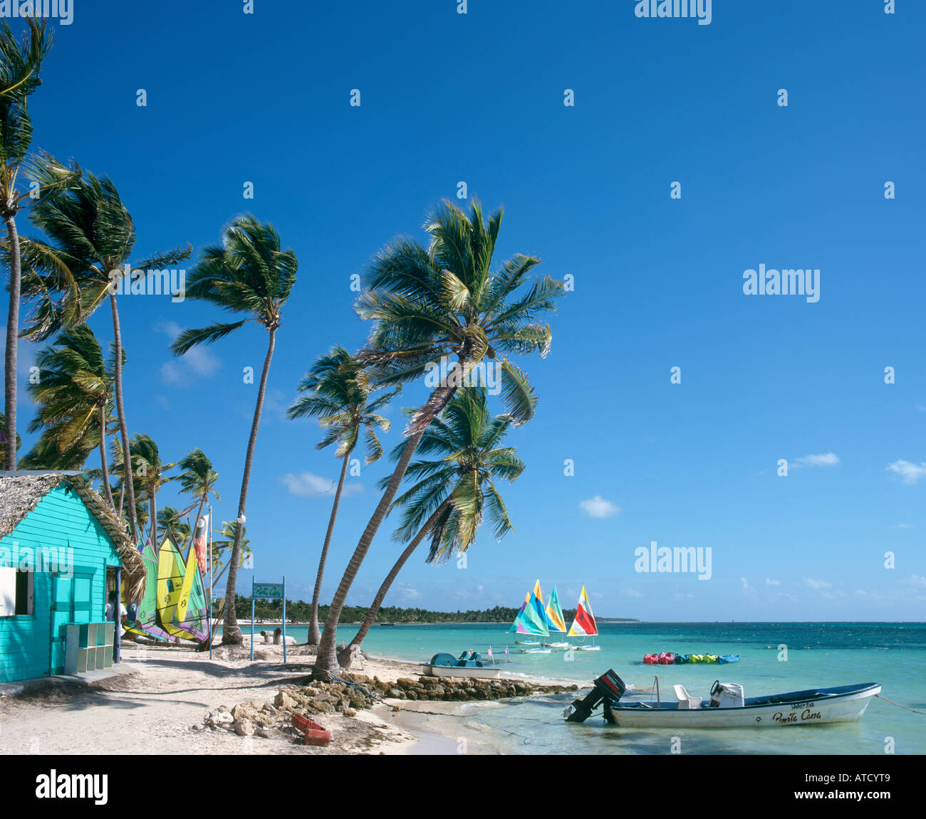 Spiaggia di Punta Cana, Repubblica Dominicana, dei Caraibi Foto Stock