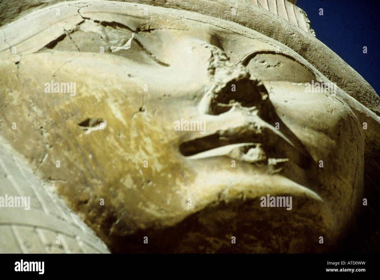 Hathor (dea della bellezza, di amore e di musica) statua, il Tempio di Hatshepsut, Deir al-Bahari Luxor Egitto Foto Stock