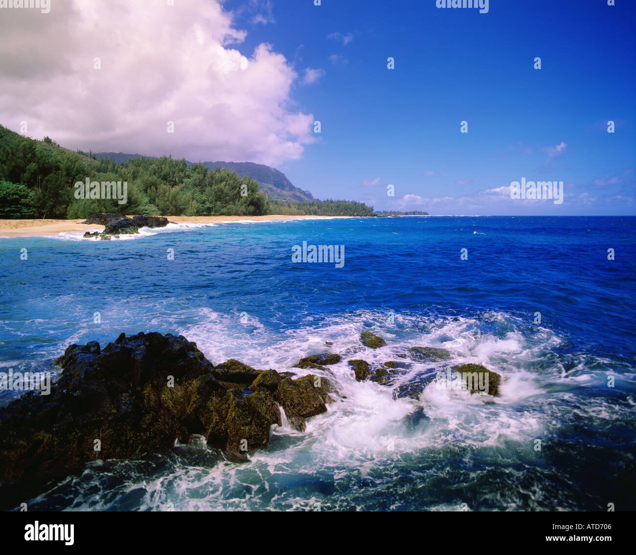L'umah'l spiaggia Kauai Hawaii Foto Stock