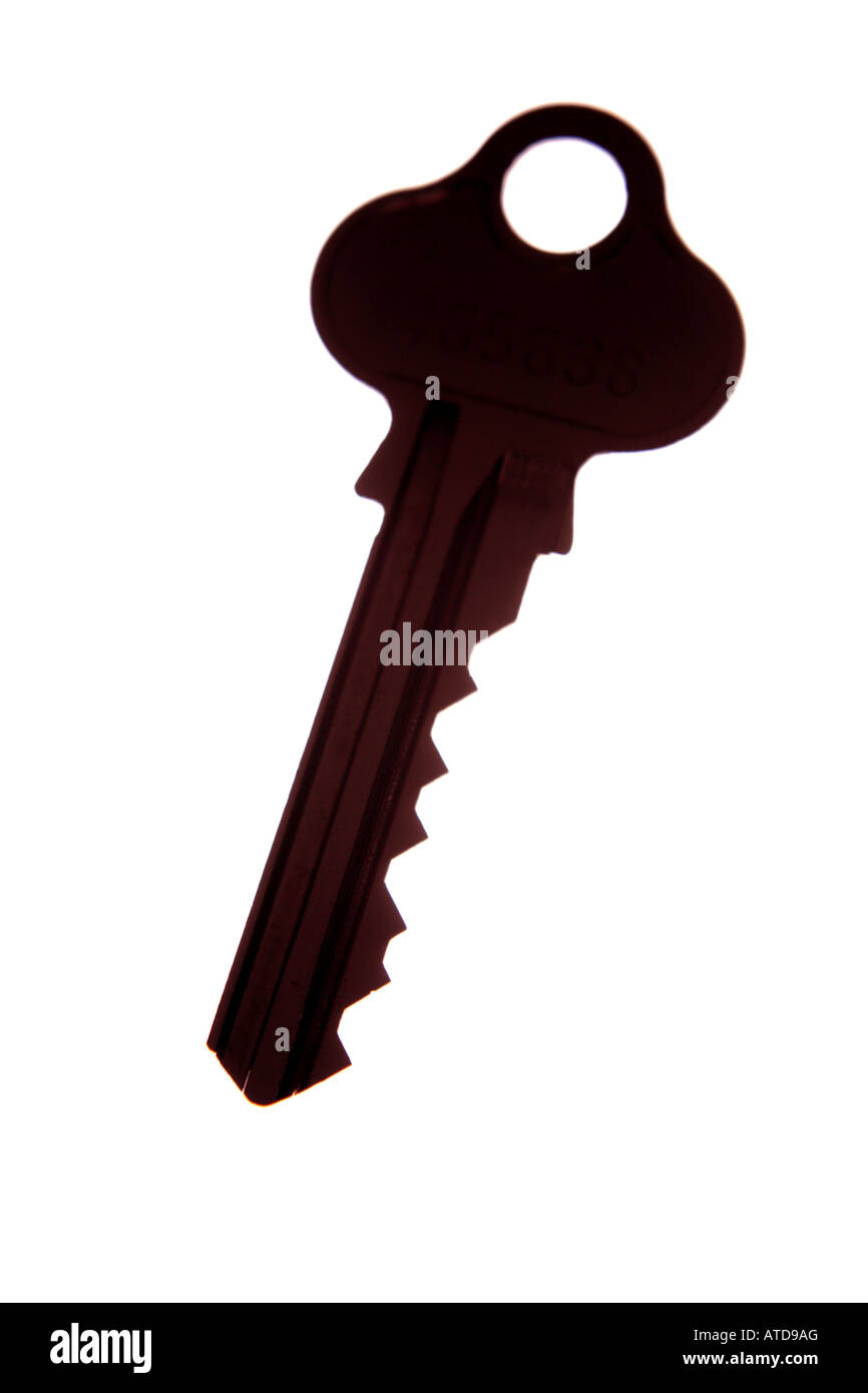 Una chiave su bianco Foto Stock