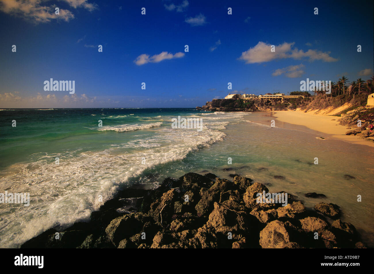 La spiaggia rocciosa di gru Beach Barbados Foto Stock