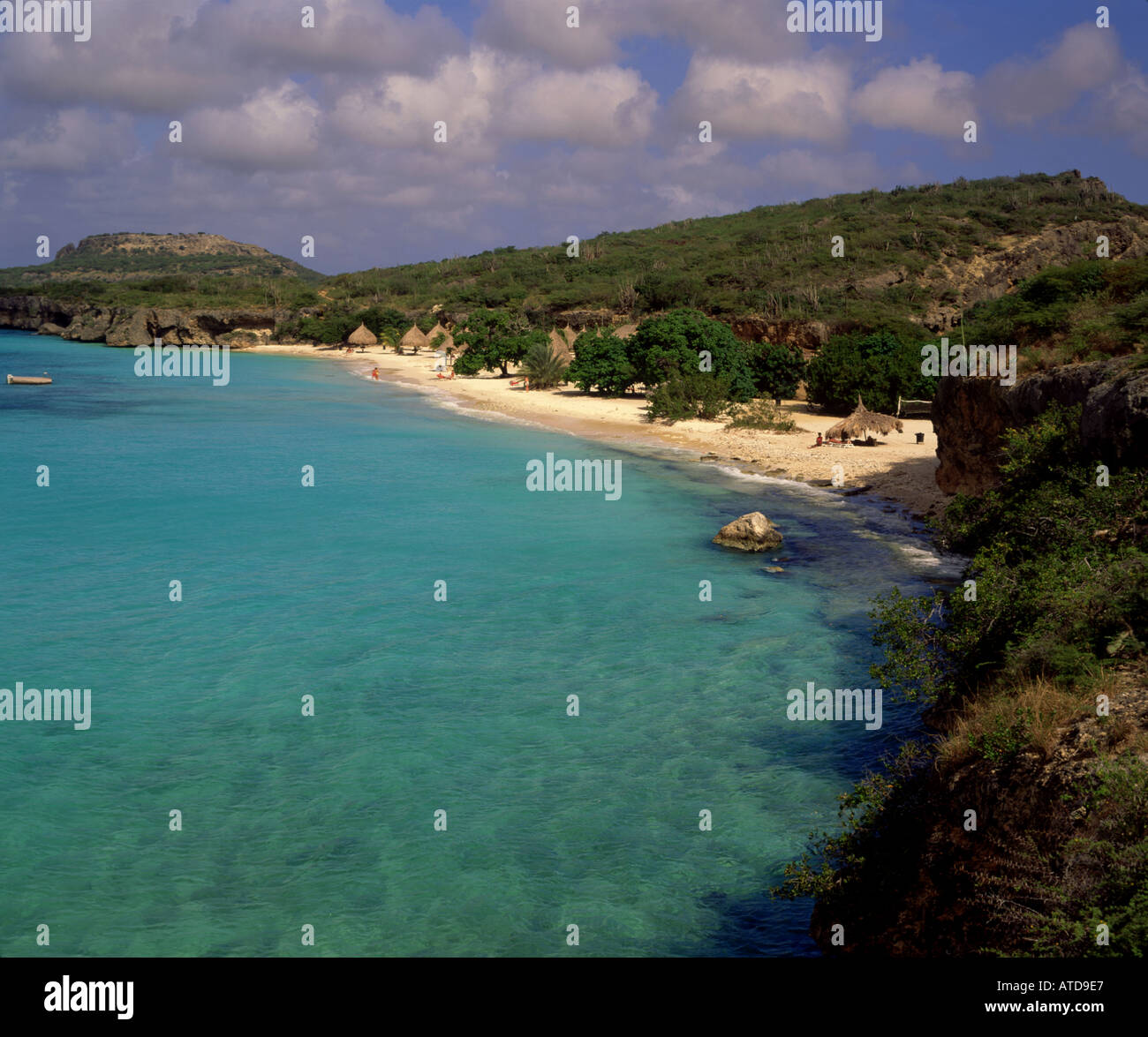 Vista aerea del Casabo Beach sull'isola caraibica di Curacao Foto Stock
