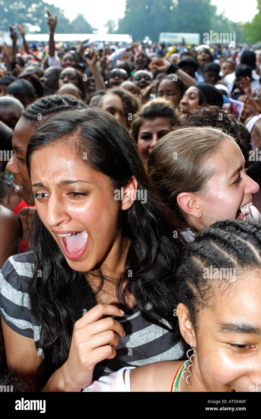 Pubblico in un concerto dal vivo Foto Stock