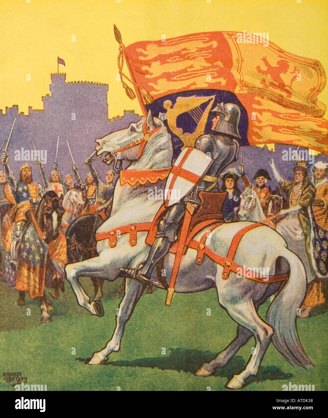 St George con Royal Standard Foto Stock