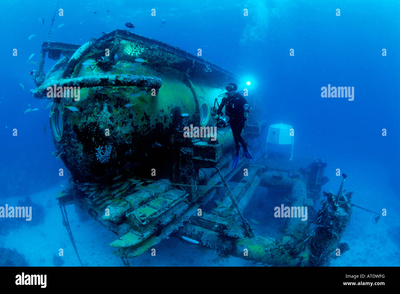 Aquarius underwater research habitat marini consente agli scienziati di studiare le barriere coralline per un periodo di tempo esteso Florida Atlantic Foto Stock