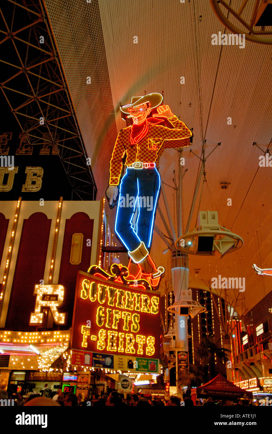 Vegas Vic cowboy neon Fremont Street Las Vegas Nevada USA Foto Stock