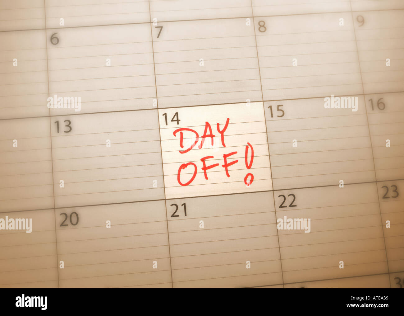 Calendario che mostra solo una giornata tra i molti altri giorni Foto Stock