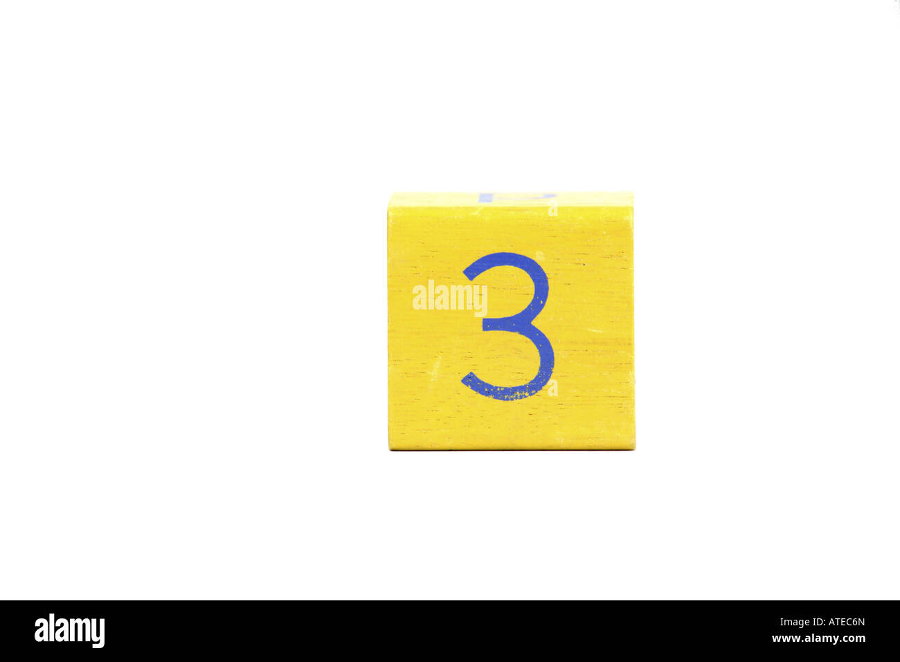 Numero 3 il blocco di legno Foto Stock