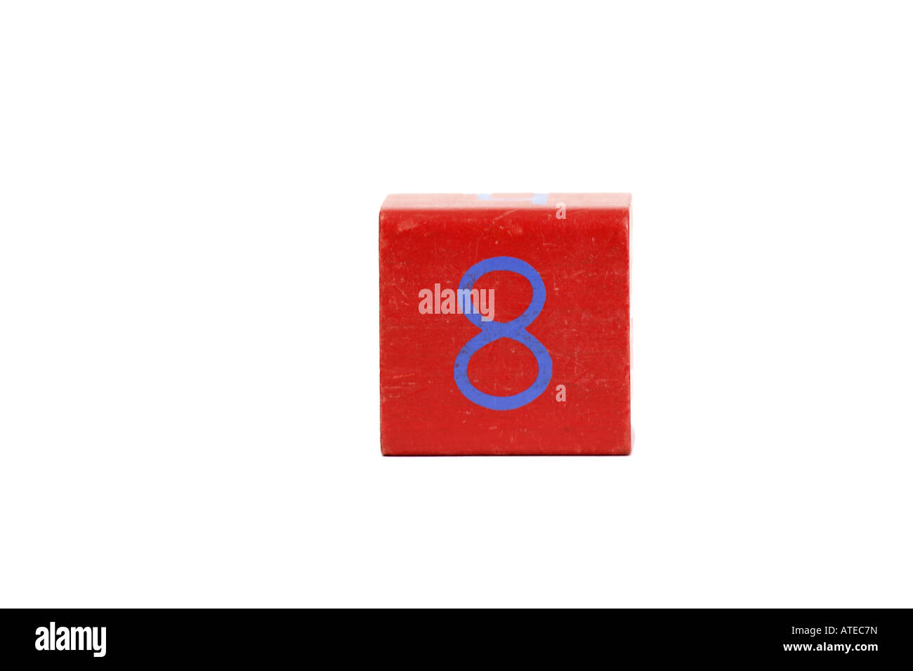 Numero 8 il blocco di legno Foto Stock