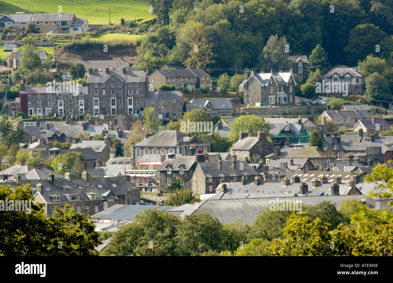 Vista sulla città di Dolgellau Gwynedd North Wales UK Foto Stock