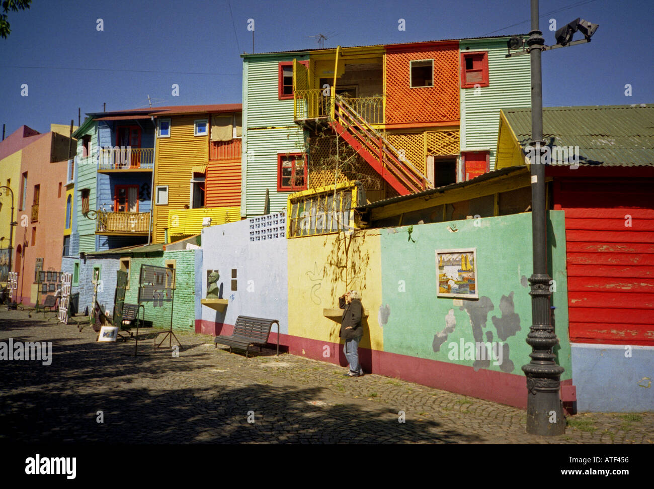 Tradizionale tipica coloniale colorate vie cityscape Caminito Boca Buenos Aires Argentina Sud America Latina Foto Stock
