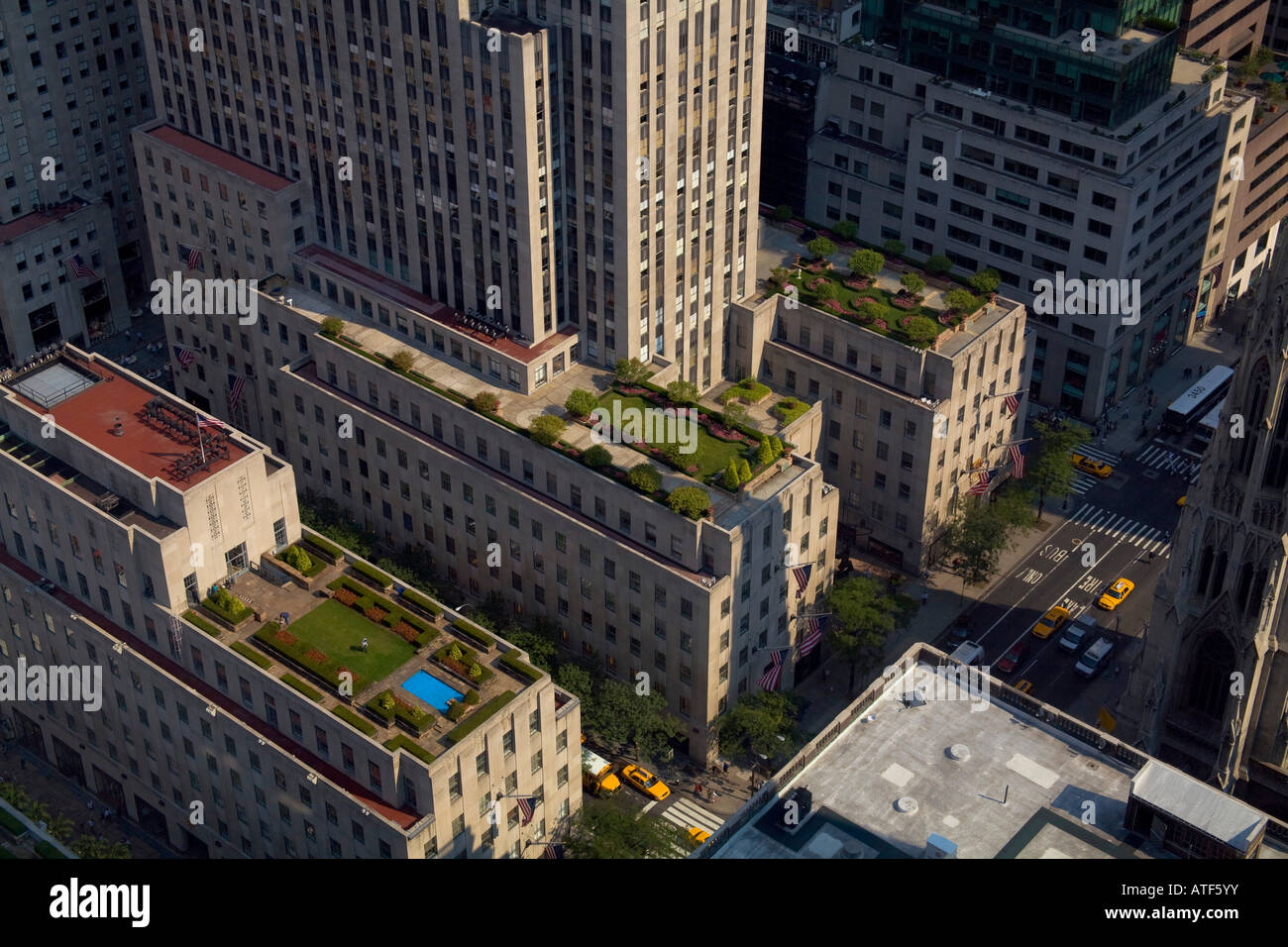 Il Rockefeller Center tetto, Manhattan, New York Foto Stock