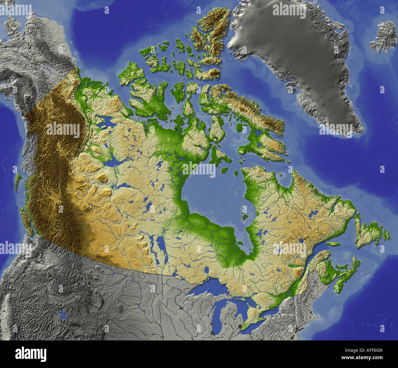 Mappa di rilievo del Canada Foto Stock