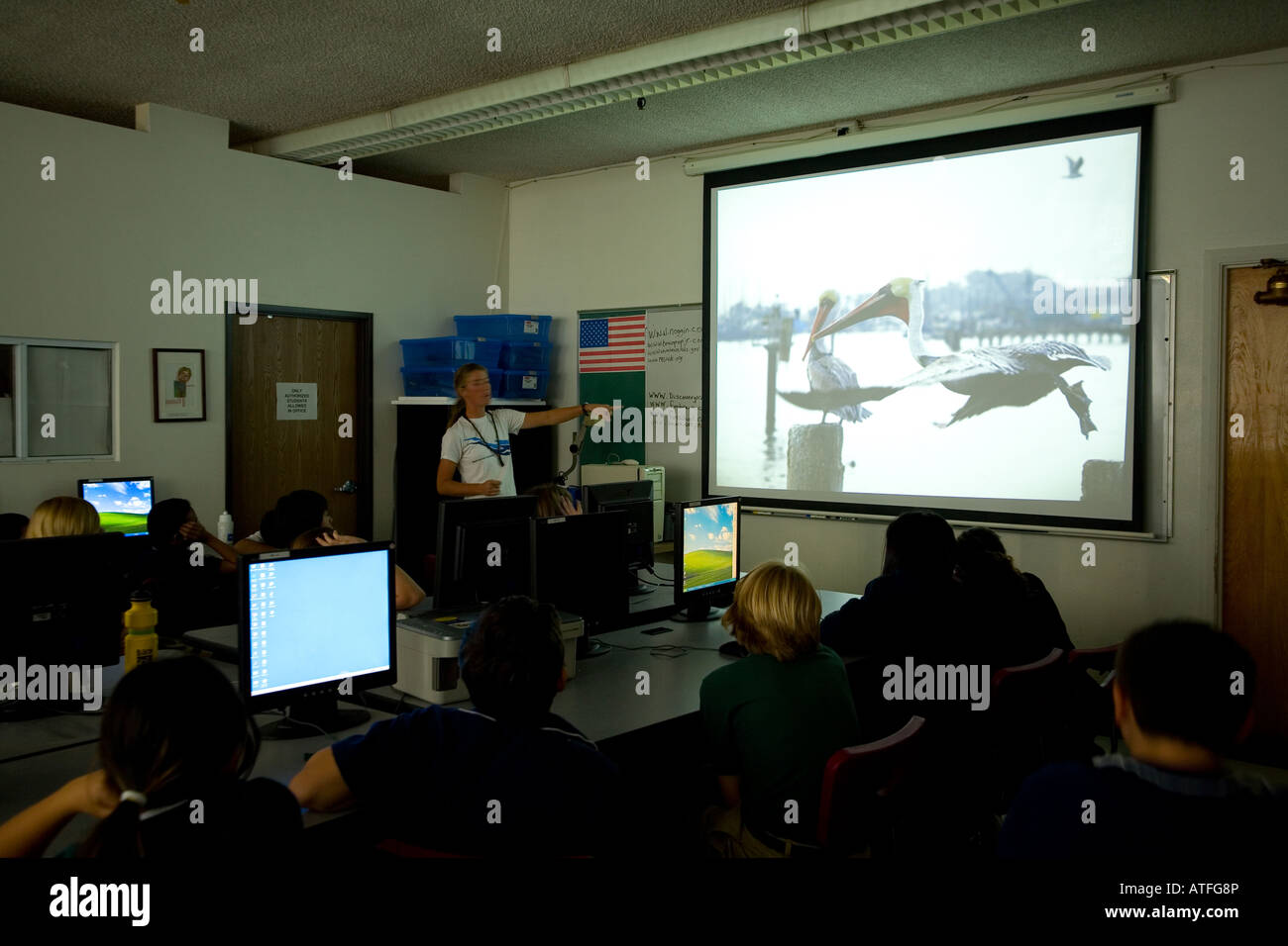 Un insegnante parla di immagini sorprendenti Foto Stock