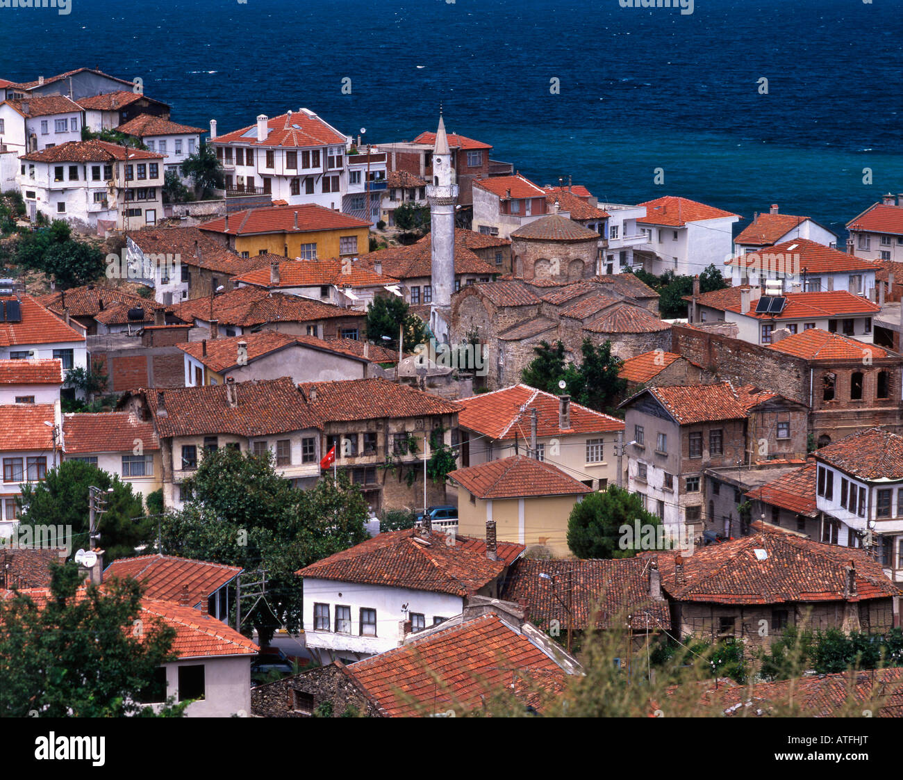 Zeytinbağı (Triglia o Tirilye) una cittadina in provincia di Bursa, Mudanya, Turchia Foto Stock