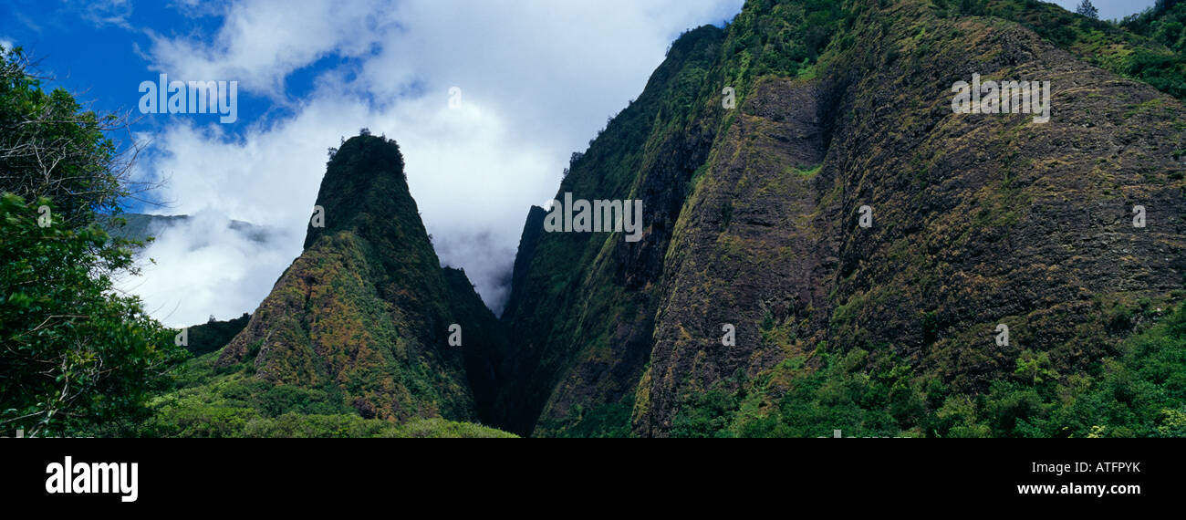 Iao ago in Iao Valley State Park Maui Hawaii USA Foto Stock
