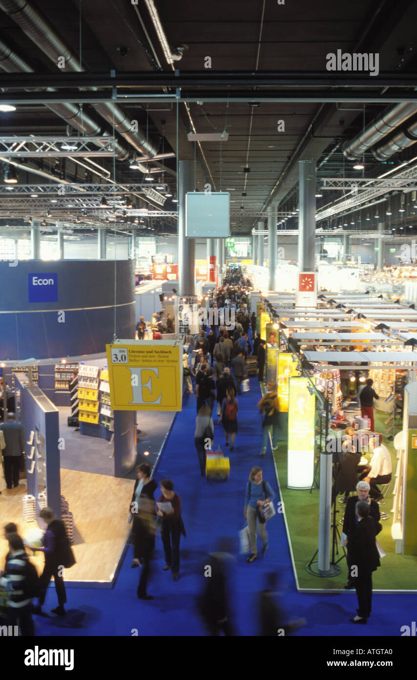 Sala espositiva della Fiera del libro di Francoforte Hesse in Germania Foto Stock