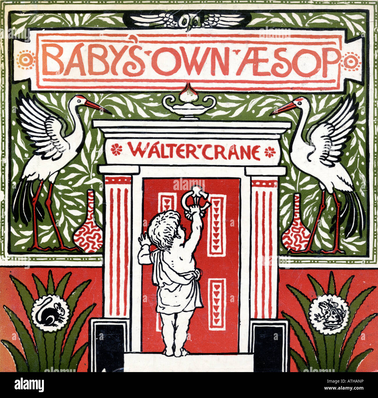 Coperchio anteriore. Dal libro The Bab's Own Aesop di Walter Crane, pubblicato intorno al 1920. Foto Stock