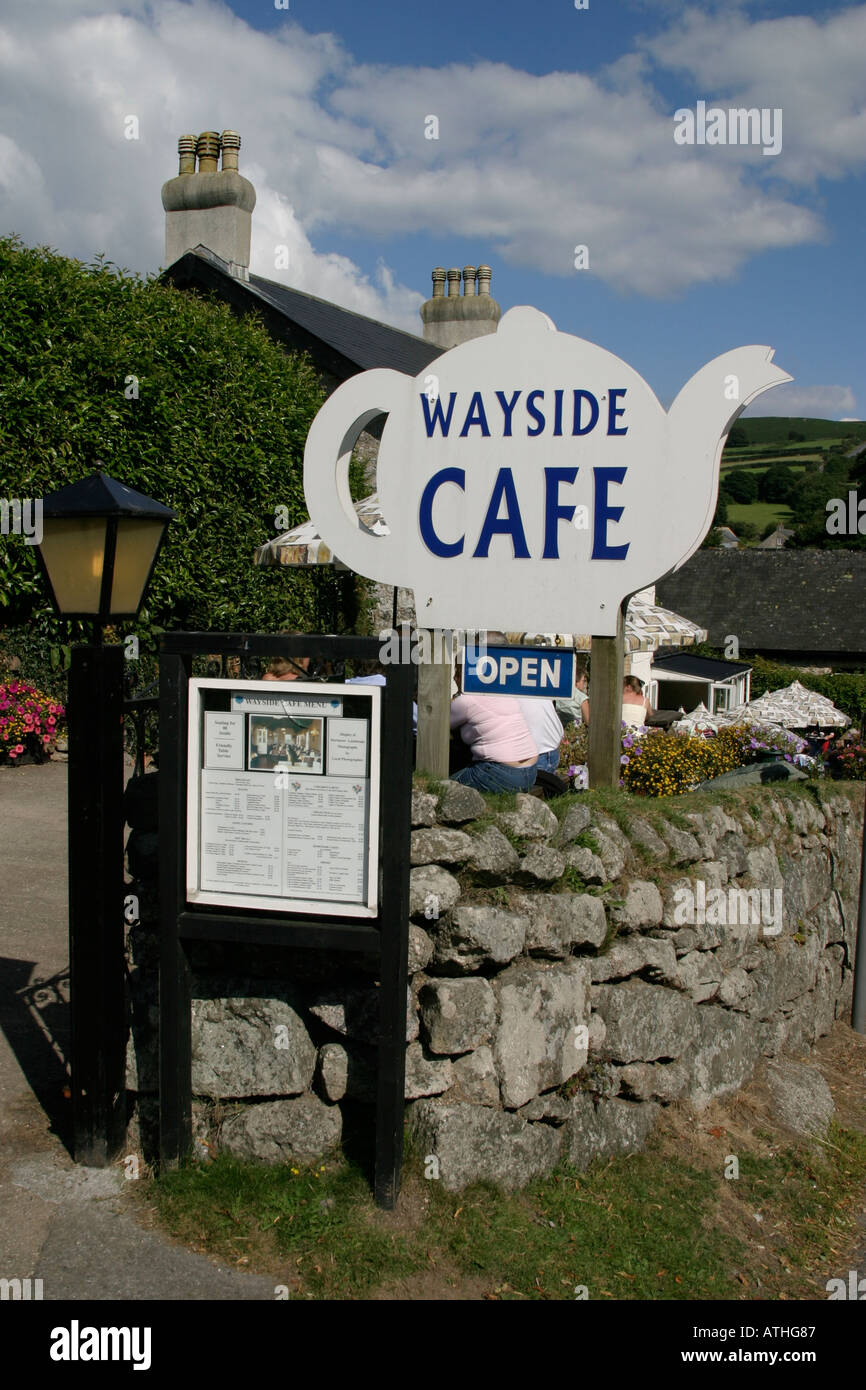 Waterside Cafe Widecombe in Moro Parco Nazionale di Dartmoor Devon England Gran Bretagna Foto Stock
