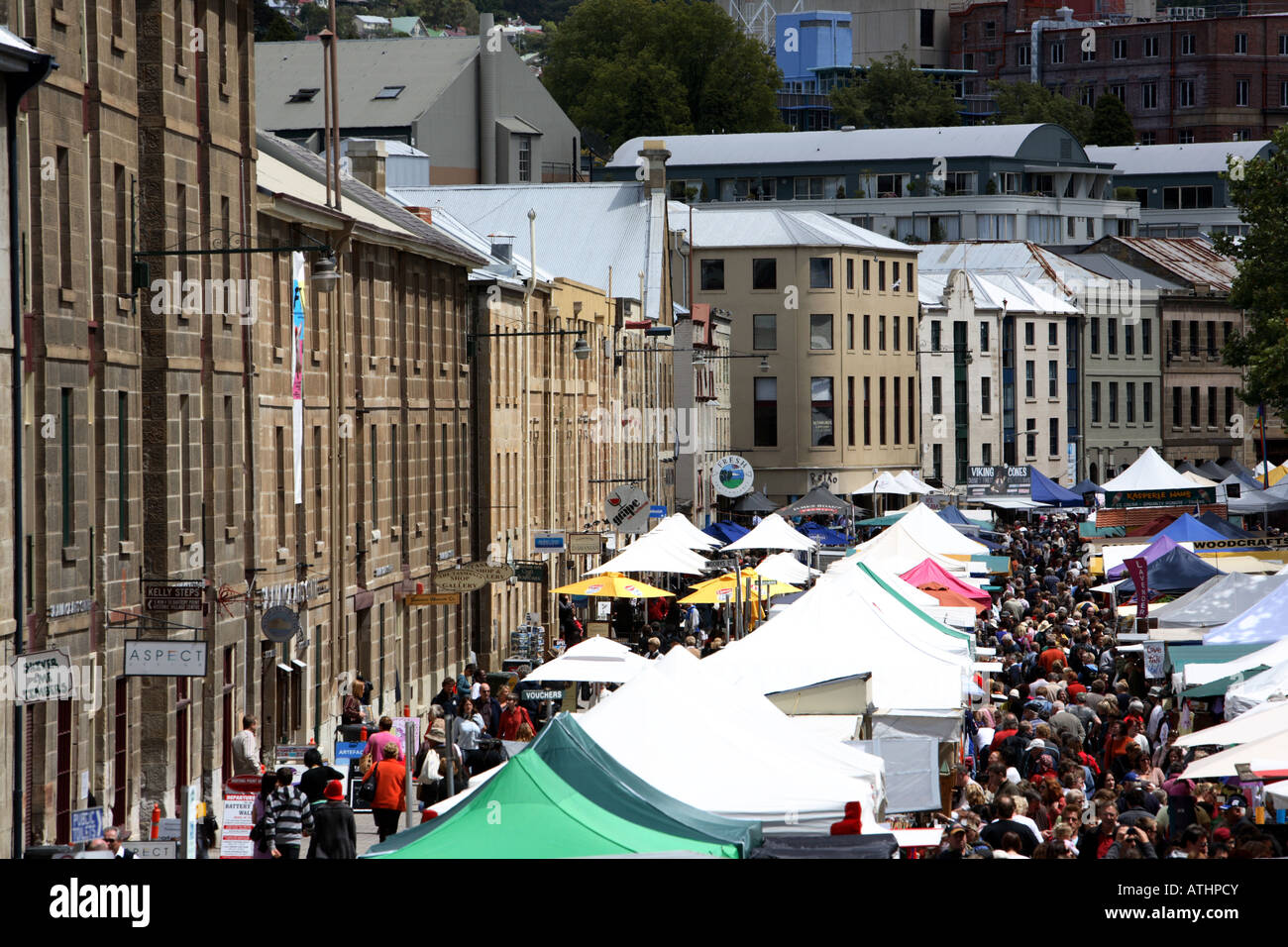 Mercato di Salamanca Hobart Tasmania Australia Foto Stock