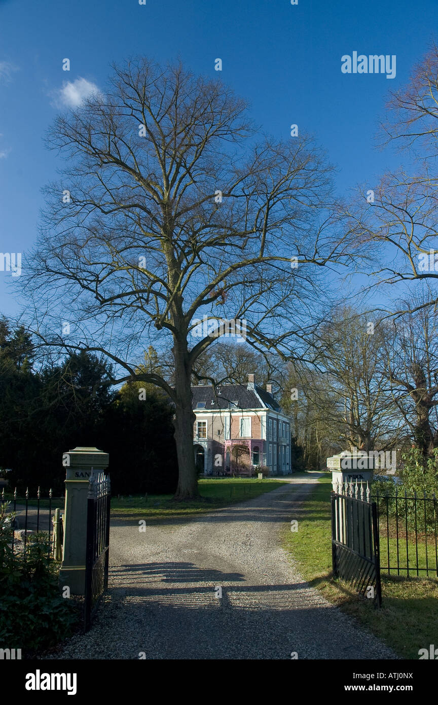 Il cancello di ingresso ad un castello olandese Nei Paesi Bassi februari 2008 Foto Stock