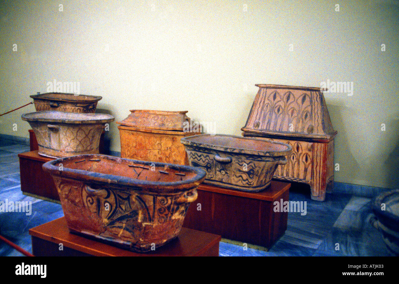 Creta Grecia Iraklion sarcofagi del museo - Minoan Foto Stock