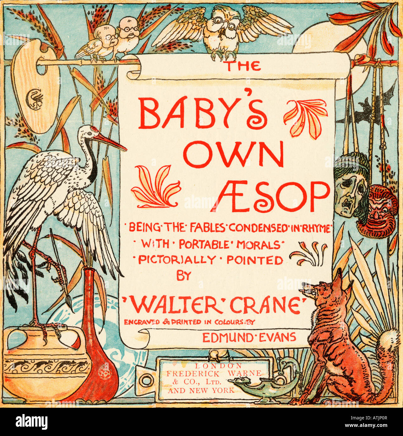 Pagina del titolo. Dal libro The Baby's Own Aesop di Walter Crane, pubblicato nel 1920. Foto Stock