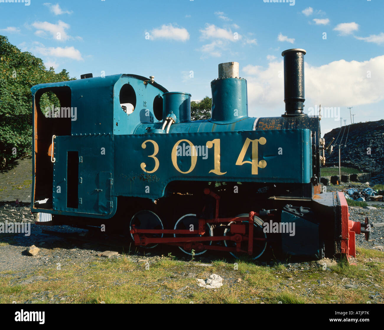Abbandonato 3014 locomotiva industriale, Wales, Regno Unito. Foto Stock