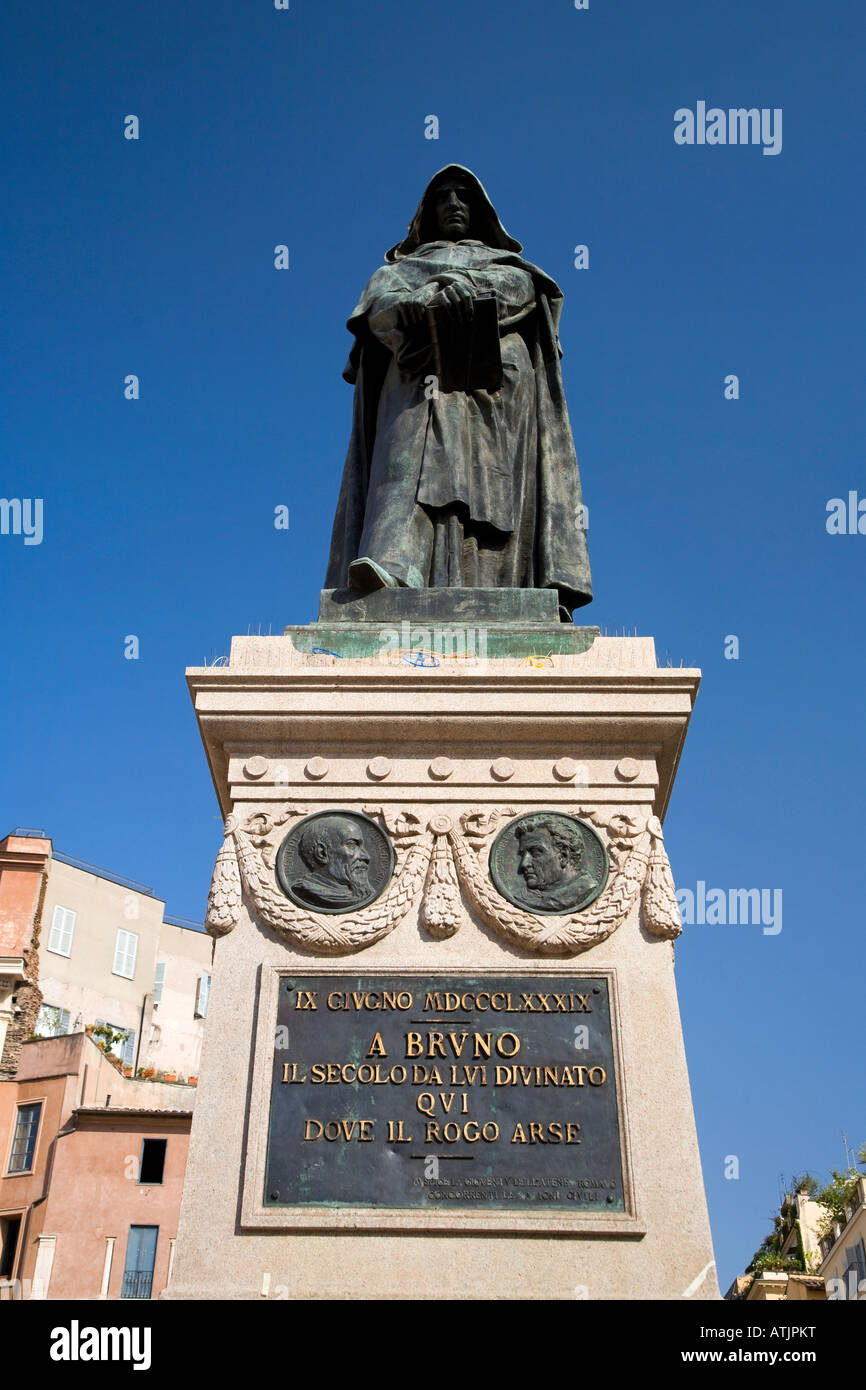 Statua di Giordano Bruno di Campo de' Fiori a Roma Italia Foto Stock