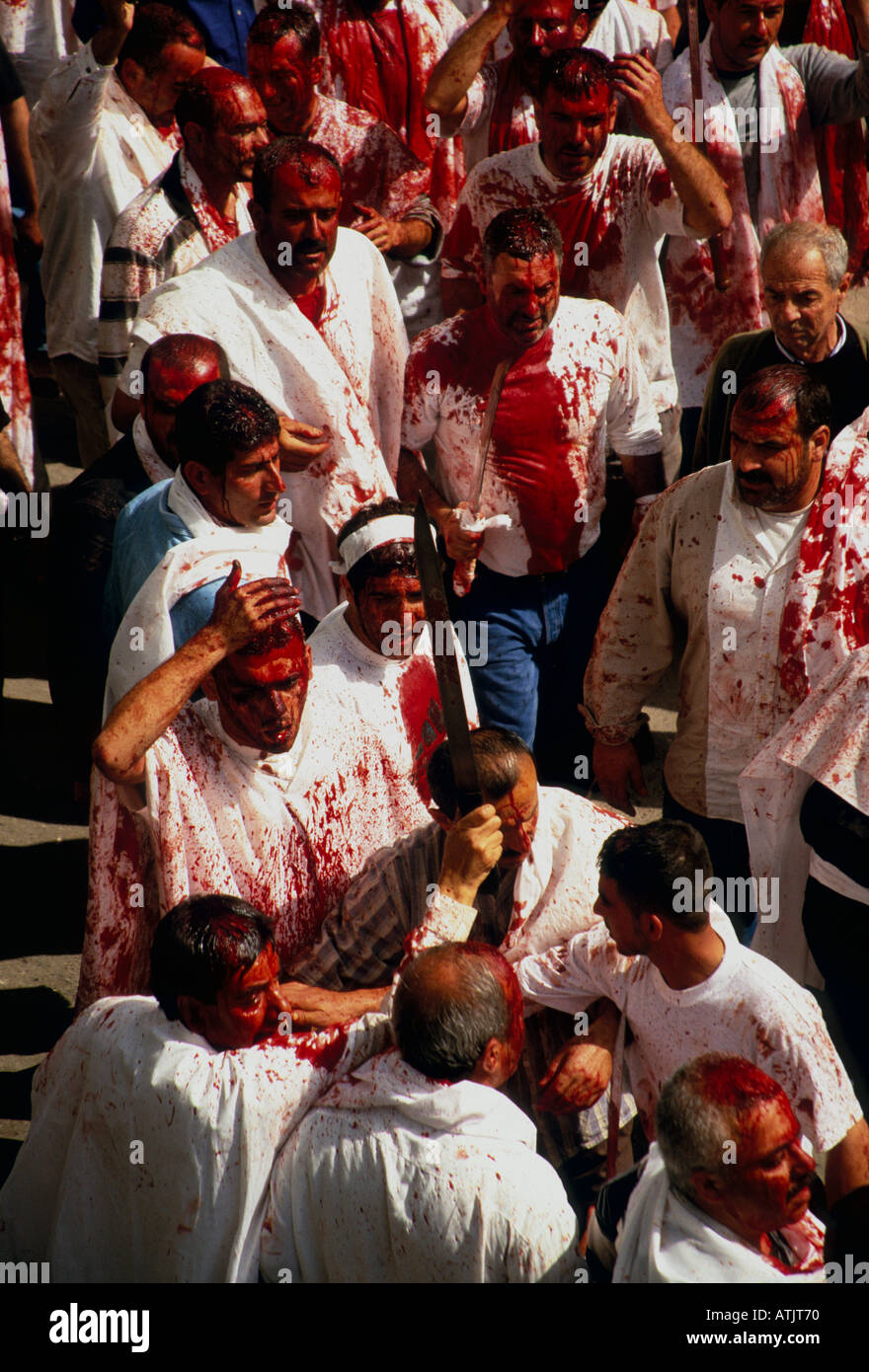 I musulmani sciiti in Libano commemorare il Ashura il decimo giorno di Muharram Foto Stock