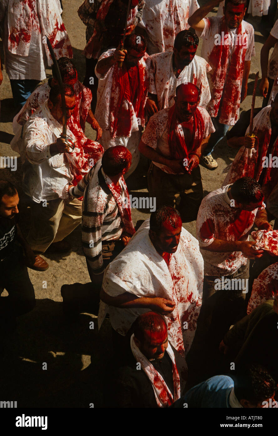 I musulmani sciiti in Libano commemorare il Ashura il decimo giorno di Muharram Foto Stock