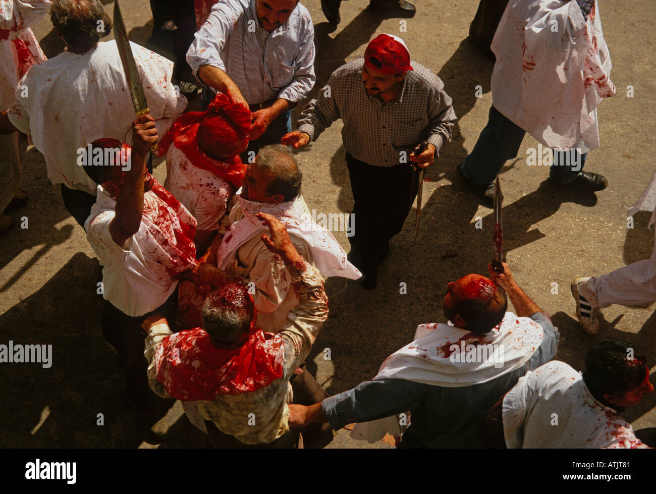 I musulmani sciiti in Libano commemorare il Ashura il decimo giorno di Muharram Foto Stock
