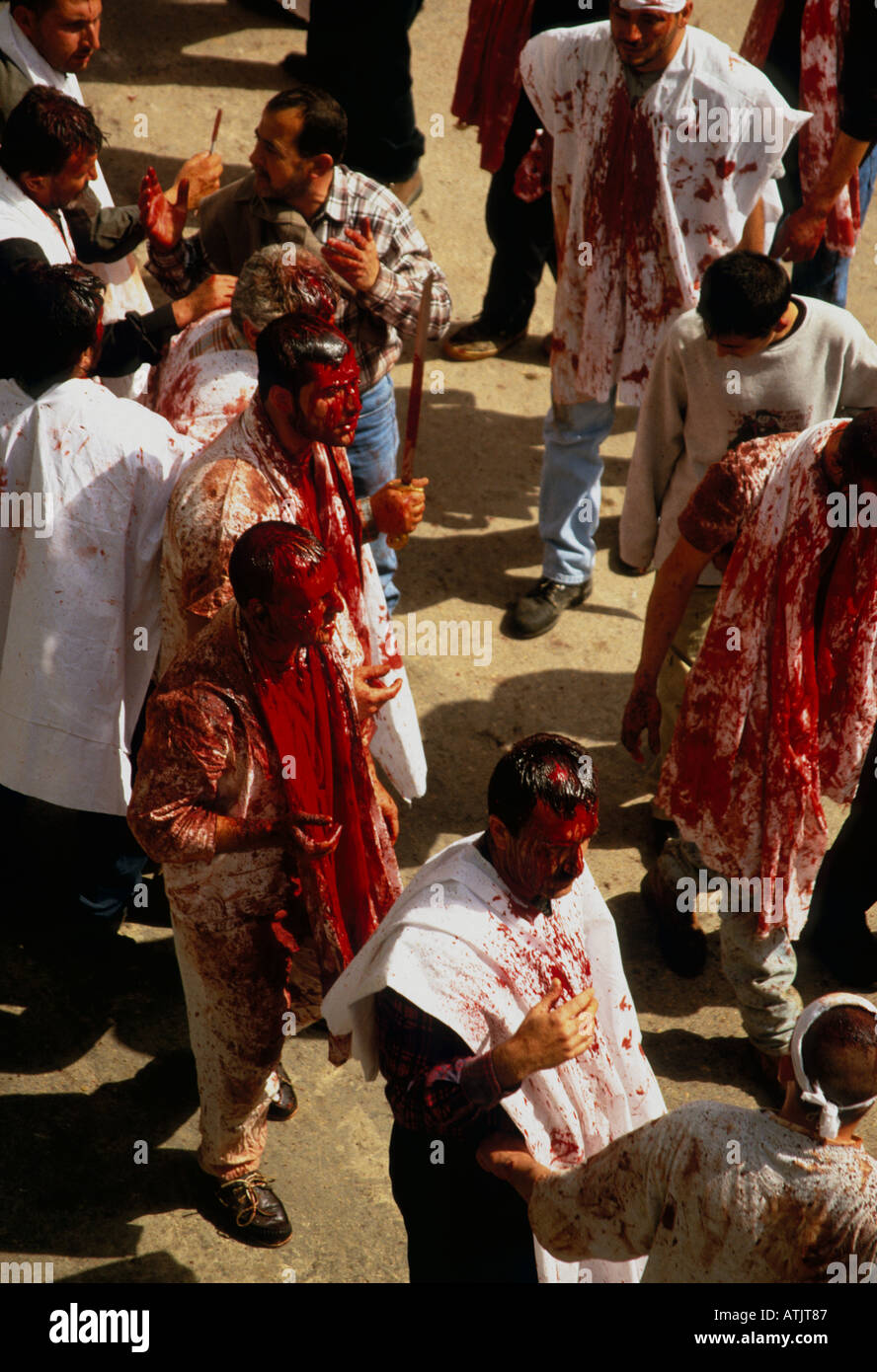I musulmani sciiti in Libano commemorare il Ashura il decimo giorno di Muharram Foto Stock