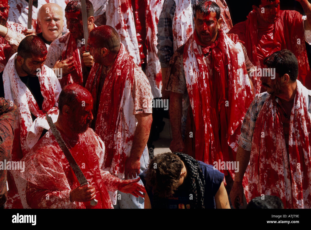 I musulmani sciiti in Libano commemorare il Ashura il decimo giorno di Muharram Foto Stock
