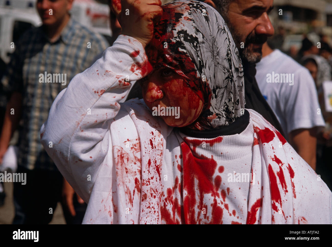 I musulmani sciiti in Libano commemorare il Ashura il decimo giorno di Muharram Foto Stock