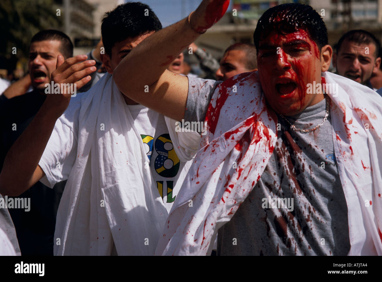 I musulmani sciiti in Libano commemorare il Ashura il decimo giorno di Muharram Foto Stock